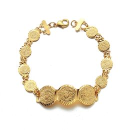 Arab Coin Chain Jewelry For Women Girls Middle East Traditional Bracelets Bridal Wedding Bangles