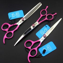 JOEWELL high-grade 7.0 inch scissors pink elastic paint handle 440C stainless steel 62HRC hair cutting/thinning