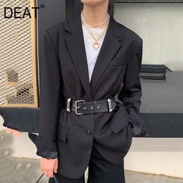 Women Black Casual Big Size Blazer Notched Collar Long Sleeve Loose Fit Jacket Fashion Tide Spring Autumn GX934 210421