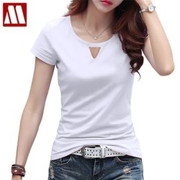 Women Summer T-Shirts Casual Slim Fit Short Sleeve T Shirts Sexy O-Neck Cotton Tee Shirt Femme Ladies Tops Plus Size S~5XL 210623