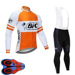 BIC Team Mens cycling Long Sleeve Jersey Bib Pants Set mtb Bike Outfits Racing Bicycle Uniform Outdoor Sports Wear Ropa Ciclismo S21050556