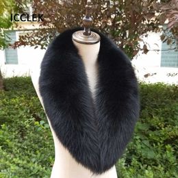2021 Fox Fur Collar 100% High Quality Luxury Fur Scarf Women Men Collar Jackets Coat Hood Shawl Wraps Ladies Winter Warm Scarves H0923