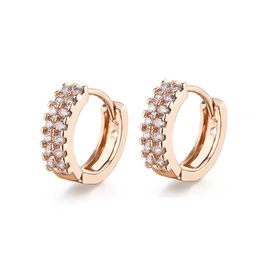 Womens Stud Earrings Crystal copper inlaid Zircon female Gold silver plated