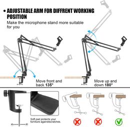 Microphone Stand, Mic arm Desk Adjustable Suspension Boom Scissor for Blue Yeti Snowball & Other Mics for Professional Streaming, Voice-Over, Recording, Games