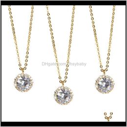 & Pendants Drop Delivery 2021 Crystal Diamond Choker Necklace Fashion Women Luxury 18K Gold Plated Pendant Necklaces Woman Street Party Clavi