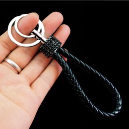 bag purse key rings and accessories braided leather rope rhinestone keychain