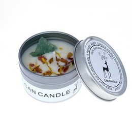 Scented Candles Long Lasting Can Soy Candle Crystal Stone Dried Flower Implate Fragrance Smokeless 1Pc