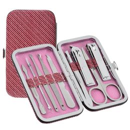 Stainless steel multifunctional manicure Knife kit nails clippers set nail clipper 9 piece sets 4 Colours
