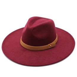 9.5cm Large Brim Fedora Hat Women Men Jazz panama Cap Woman Man Top hats and caps Ladies trilby chapeau Spring Autumn Winter wholesale 2022 14colors