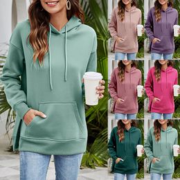 Women's Hoodies Sweatshirts Europe and the United States 2021 autumn winter new split front short back long sweater