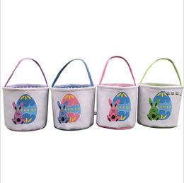 NEWEaster Baskets Cartoon Bunny Gift Storage Basket Canvas Tote Handbag Bucket Bag Eggs Hunt Bag Easter Suppiles 4 Designs CCF11597