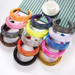 Wholesale Fashion Headbands for Girls Fully Crystal Inlaid Glister 4.5mm Width Thick Sponge Women Hair Bands
