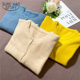 Autumn Winter Knitted Sweater Women O-Neck Loose Sweater Cardigan Multi-Color Single-Breasted Short Coat Pull Femme 11113 210527