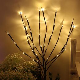 lighted vase fillers UK - Strings 20 LEDs Willow Branch Lamp Night Light Battery Powered DIY Natural Tall Vase Filler Twig Lighted Holiday Decoration