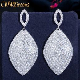 Full Micro Paved Cubic Zirconia Big Dangling Drop Women Long Earrings for Wedding Bridal Party Dress Jewellery CZ648 210714