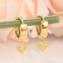Solid Gold Heart drop Dangle & Chandelier Earrings Women Girl Love Trendy fashion Jewellery for Europe Eastern kids children gift