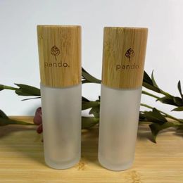 Storage Bottles & Jars Wholesale 30ml 50ml Frosted Glass Pipette Bottle Cosmetic Dropper Packaging Container With Bamboo Lid Wooden Cap