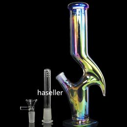 Rainbow Glass Bong Water Pipes Hookahs Glasses Bubbler Downstem Perc With 14mm Bowl 30cm Height Dab Rigs
