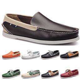 Fifty Mens casual shoes leather British style black white brown green yellow red fashion outdoor comfortable breathable