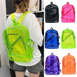 Cute Clear Transparent Women Backpacks PVC Jelly Colour Student Schoolbags Fashion Ita Teenage Girls Bags For School Backpack New Y1105