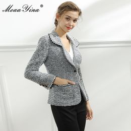 Fashion Designer Suit jacket Coat Spring Autumn Women's Long sleeve Eoolen cloth Jacket 210524
