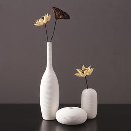 Vases White Vase Porcelain High Modern Wedding Floor Aesthetic Room Minimalist Decor Office Desk Ceramic Jarrones BC50VS