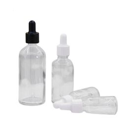 Clear Glass Dropper Essential Oil Bottle White Cap Black Lid Empty Travel Refillable Cosmetic Packaging Pipette Filling Vials 5ml 10ml m15ml 20ml 30ml 50ml 100ml