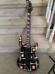 Custom Shop Fernandes Adrian Vandenberg Signature Electric Guitar Model 1986 Squares Graphics, Floyd Rose Tremolo Bridge, Black Hardware, HSS Pickups, C Shape Neck