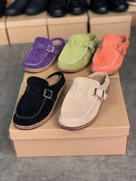 Women Sandals Slides Designer Mules Slippers Summer Round Toe Flip Flops PU Leather Beach Flat Slipper 5 colors Big size 35-43 NO26