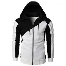 Men's Hoodies & Sweatshirts Autumn Mens Colorblock Zipper Hoodie Long Sleeve Jacket Sweatshirt Hooded Sports Gym Sportswear Warm Coat Casual