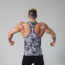 Men's Tank Tops Mens 3D Camouflage Shirt Gym Clothing Fitness Lshaped Sports Vest Sleeveless Man Canotte Bodybuilding Clothes