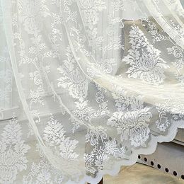 White lace tulle Curtains sheer for living room bedroom window European curtain drapes 210712