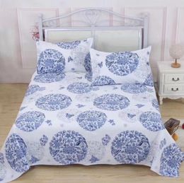 Blue-and-white Porcelain Bedding Trendy Household Bed Sheet Married Festive Mattress Bedspread With Pillowcase F0199 210420