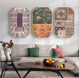 Retro achteckige dekorative Gemälde im böhmischen Nationalstil hängende Malerei Wohnzimmer Flur Wandmalerei
