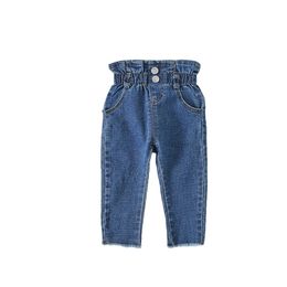 Girls High Waist Jeans kids pants Baby Solid Color Leggings Girl Clothes Kids 210515