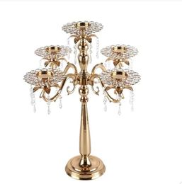 European-Style Retro Five-Head Candle Holder Creative Wedding Candle DinnervTealight Candlestick Holders Wedding 5 arms Crystal Candelabra Decoration Props