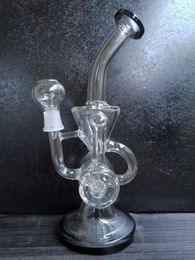 New double recycler glass water pipe glass pipe glass bong 8.5" size with 14.4mm male joint zeusart shop