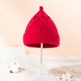 M424 New Autumn Winter Baby Kids Knitted Hat Solid Color Crochet Cap Boys Girls Warm Beanie Children Hats