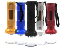 Party Favor Aluminum Electric Tobacco Grinder Crusher Herb Smoke Grinders Flashlight Pollen Cigarett Aluminum Alloy Metal Handheld Chopper 5Colors DHL