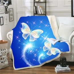 Butterfly 3D Printed Sherpa Blanket Couch Quilt Cover Travel Youth Bedding Outlet Velvet Plush Throw Fleece Blankets Bedspread