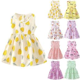 Summer Sleeveless Dress Kids Girls Cute Printed A-line Sundress Holiday Casual Swing Dresses Q0716