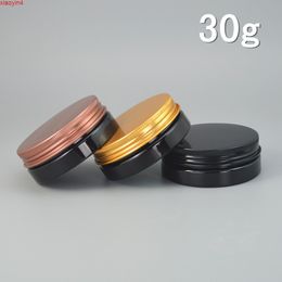 60pc/lot 30ml Black Plastic Cosmetic Jar Serum Bottle Gold Brown Aluminum Cap DIY Refillable Eyes Cream Powder Casegoods