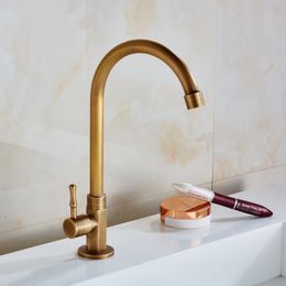 Single Lever Single Cold Kitchen Faucet Antique Kitchen Sink Faucet Brass Material Water Tap Deck Mounted