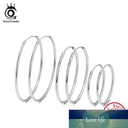 ORSA JEWELS Solid 925 Sterling Silver Round Hoop Earrings For Women 30 40 50 MM Female Circle Earrings Fashion Jewellery SE146 Factory price expert design Quality