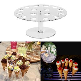 Party Decoration 4/6/8/12/16 Holes Ice Cream Acrylic Holder Cupcake Cones Stand For Wedding Buffet Display