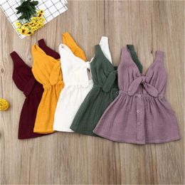 2019 Summer Solid Toddler Baby Girl Sleeveless Fashion Dresses Outfits Casual Sundress Q0716