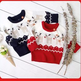 Xmas Sweaters Kids pullovers Fashion Winter Sweater Casual Elk & Tree Printed Pullover Baby Boys Girls Christmas Jumper