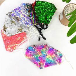 Fashion Trend Rainbow Sequin Protective Mask Female Summer Goddess Thin Breathable Anti Haze Sunscreen Washable YDTY726