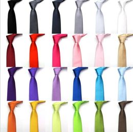 5 cm 24colors in stock mens regular sized neck ties imitate silk solid color plain wedding necktie lenth