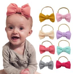 Solid Chiffon Baby Headband With High Elastic Hair Band Hair Bow Knot Hair Ties For Baby Girls NewbornAccessories